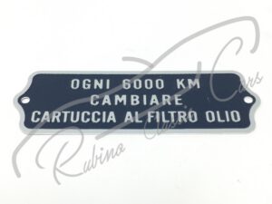 Targhetta tappo olio